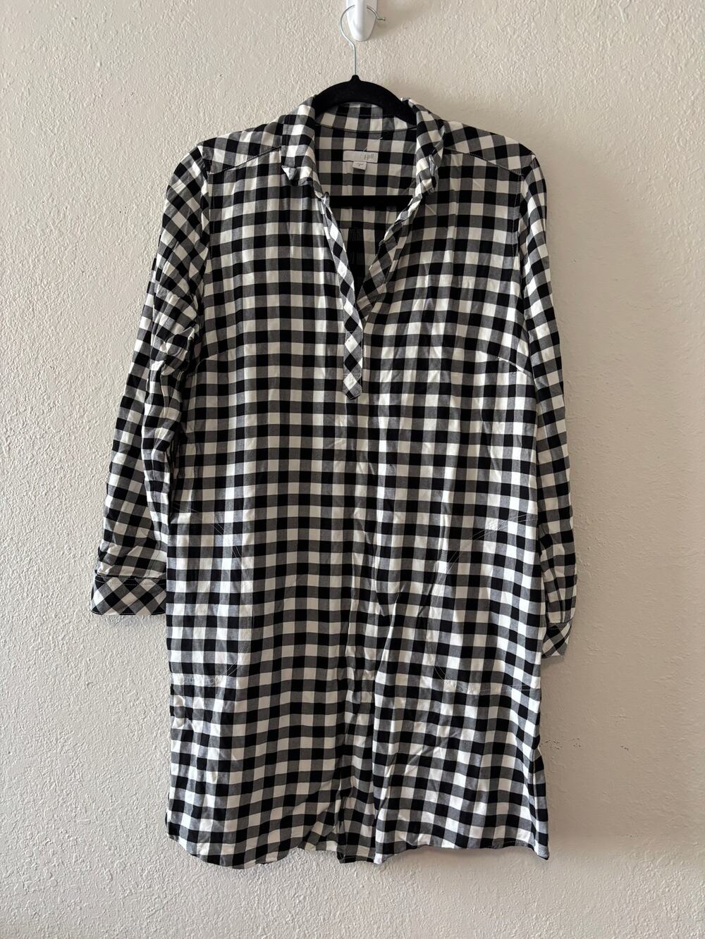 J.Jill Plaid Tunic Dress Women’s Size M White Black